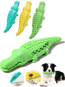 大号纯色鳄鱼慢食狗玩具，咀嚼玩具，有助于牙齿护理和缓解压力，采用TPR材质，经久耐用，是狗狗的理想磨牙棒。 - 彩色 - 查看 1