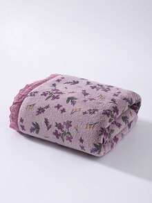 1pc/2pcs Floral Purple Lace Coral Fleece Towel (Lightweight & Thin), Super Soft Absorbent Skin-Friendly Quick-Drying Hand Towel, Outdoor Pool Towel, Adult Couples Home Daily Use Face Towel, Bath Towel 70*140cm, Face Towel 34*75cm Bathroom Decor - Multicolor - View 8