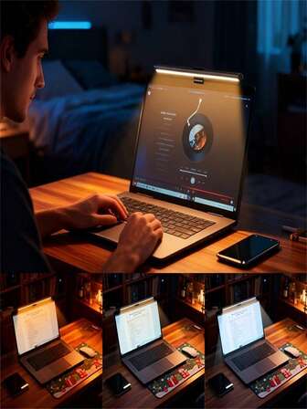 1 pieza Barra de luz para pantalla de monitor, luz nocturna, lámpara de monitor USB con 3 modos de temperatura de color para cuidado de los ojos sin deslumbramiento de pantalla, para el hogar, la oficina y los juegos