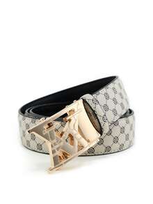 beaytar 1pc New Men's Belt, Fashion Classic Letter Element Belt, Quality Alloy Automatic Buckle, Exquisite Printed Belt Body, Lightweight Business Casual Pants Belt For Men