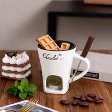 1 buc., cană ceramică multifuncțională pentru încălzirea fonduei de ciocolată, mini cană de topit ciocolată, ușor de curățat, potrivită pentru nunți, petreceri, zile de naștere în aer liber și ca articol cadou. - Multicolor - Vizualizare 8