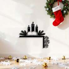 HELLOYOUNG This Modern Metal Candle Holder Has A Distinctive Design, Which Can Be Used As A Wall-Mounted Art Piece - Featuring An Elegant Rust-Resistant Iron Sculpture Of A Religious Figure And An Open Book Design. It Is The Perfect Choice For Christmas, Thanksgiving, And Easter Decorations. It Can Be Used All Year Round And Is Also Suitable For Outdoor Placement, Making It An Ideal Decoration For Churches And Fences. - Multicolor - View 2