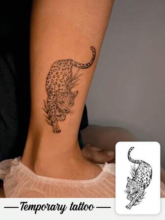 1 Piece Of Valentine's Day Temporary Tattoo Sticker, Domineering And Spotted Cheetah, Cool Pattern, Waterproof, Sweatproof, Washable, Non-Reflective, Simulated Tattoo On Arm And Shoulder, Suitable For And Fashionable People