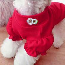 1件宠物狗睡衣，新款，适合泰迪犬、贵宾犬、小型犬，秋冬季 - 紅色 - 查看 17