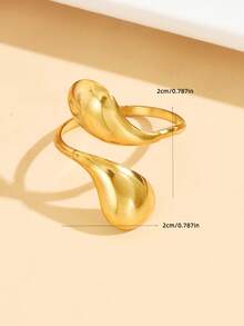 1 pièce Bague ouverte géométrique minimaliste, en acier inoxydable plaqué or 18 carats, étanche, pour un port quotidien - géométrie - Voir 2