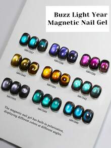 MEET ACROSS 9件套巴斯光年猫眼凝胶指甲油套装，含磁性棒，7毫升漩涡磁性全息星空猫眼凝胶指甲油，半永久可卸UV凝胶指甲油，美甲DIY，家用及美甲沙龙用品 - 彩色 - 查看 5