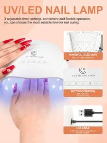 coscelia 52pcs Gel Nail Polish Set, Includes UV Lamp - 35 Colors Gel Polish, 5 Bottles Of Glitter/Matte/Glossy Top Coat/Base Coat, Manicure Tool Kit, Suitable For Beginners, Valentine's Day & New Year Gift, For Women Nails - Multicolor - View 6