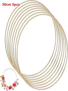 1 cái/5 cái/10 cái vòng kim loại màu vàng, vòng tròn kim loại đan, vòng kim loại số lượng lớn, thích hợp cho thủ công mỹ nghệ, vòng kim loại để tự làm vòng hoa cưới, sinh nhật, vòng bắt giấc mơ, trang trí tường cưới và nhiều hơn nữa. - Vàng - Xem 12