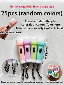 25个 - 3.5英寸迷你高亮LED手电筒，LED照明礼品，实用照明钥匙扣吊坠，LED，派对礼物，家居礼物，课堂奖励，婴儿派对礼物，皮纳塔填充物 - （4种随机颜色）不可充电，电池供电！