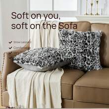 Set Of 2 Faux Fur Snow Leopard Pillowcase,Cheetah Skin Soft Pl 11ush Animal Fur Print Throw Pillow Cover Case,Super Cozy Decorative Cushion Covers For Couch Sofa 18x18 Inches,18inchx18inch(Packof2),SnowLeopardPrint - SnowLeopardPrint - Xem 5