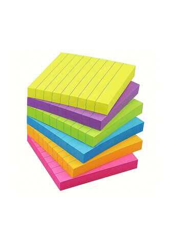 300 st självhäftande anteckningsblock, 2,99*2,99 tums anteckningsblock med linjer, 50 ark per färg, livfulla och pastellfärger, stora självhäftande anteckningsblock, lämpliga för kontor, hem och skola