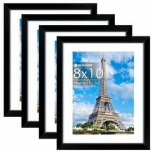 NEXCOVER 8x10 Picture Frame Black 4PK, 8 X 10 Photo Frame With Shatterproof HD Plexiglass, Picture Frames Collage For Photos 5x7 With Mat Or 8x10 Without Mat, Horizontal And Vertical For Wall Hanging Or Tabletop,8''x10'',Black*4 - 黑色*4 - 查看 1