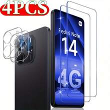 4pcs Tempered Glass Screen Protector + Camera Lens Protector For Redmi Note 14 4G/Note 14 5G, 3D HD Clear, Anti-Scratch, Sensitive Touch, Precise Fit, Suitable For Smartphone - Clear - View 7