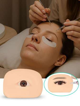 5D微针纹眉练习用仿生硅胶材质，触感光滑柔软，适用于睫毛、眼部化妆等美容工具，2件装