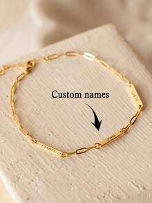 1 pezzo Braccialetto mini personalizzato con nome inciso, braccialetto con ciondolo e catena delicata a fermaglio, possibilità di personalizzare fino a 3 nomi, braccialetto personalizzato multi-nome, braccialetto minimalista, braccialetto personalizzato, braccialetto da donna, gioiello personalizzato, regalo per la fidanzata, San Valentino, Natale, Capodanno, compleanno e anniversario, regalo di compleanno per la mamma - Multicolore 2 - Visualizzare 5