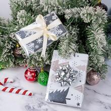 LeZakaa - Mini rollo de papel de regalo de Navidad papel metálico plateado diseño de árbol/copo de nieve/cuadros para papel de regalo manualidades de arte 17 x 120 pulgadas 3 rollos 42.5 pies - Plateado - Ver 6