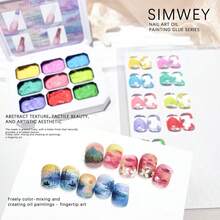 Simwey Spring Back-To-School Nail Accessory Pairing Items / 9 Kinds Of Matte Graffiti Gels, Semi-Fluid / Styling / Sculpting / Graffiti / Painting, No Wiping Needed, Gentle On Nails, Soft Texture, Suitable For DIY Nail Art And Nail Salon Designs, Christmas Gifts, Thanksgiving Gifts, Christmas Gifts For Women, Back-To-School Season Gifts. - Keo sơn dầu mờ - Xem 2