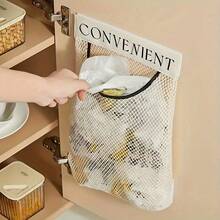 1/2pcs Mesh Storage Bag, Convenient Kitchen Mesh Organizer Bag, Wall-Mounted Hanging Storage Bag, Reusable Household Over-The-Door Organizer Bag, Breathable Minimalist Design, Suitable For Kitchen Tool Organization