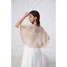 Chiffon Shawl Wraps Shrug For Evening Dress Wedding Cape Cover Up - 香檳色 - 查看 4