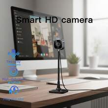 1080P 全高清网络摄像头，配备可旋转鱼眼镜头和即插即用的 USB 接口 - 自动对焦/自动曝光/持久色彩，兼容 PC/笔记本电脑，适用于流媒体、视频通话、在线课程、录制 - 兼容 Zoom/