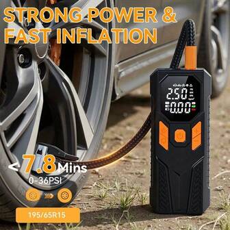 Bärbar luftkompressor för däck - Däcktillbehör, 150psi 19-cylindrig uppladdningsbar däckpump med digital tryckmätare och LED-lampa, 11,1V 2000mAh batterier/12V DC nätsladd, smart multifunktionsluftpump. Lämplig för bilar, , motorcyklar, bollar, luftmadrasser, badringar med mera. Biltillbehör