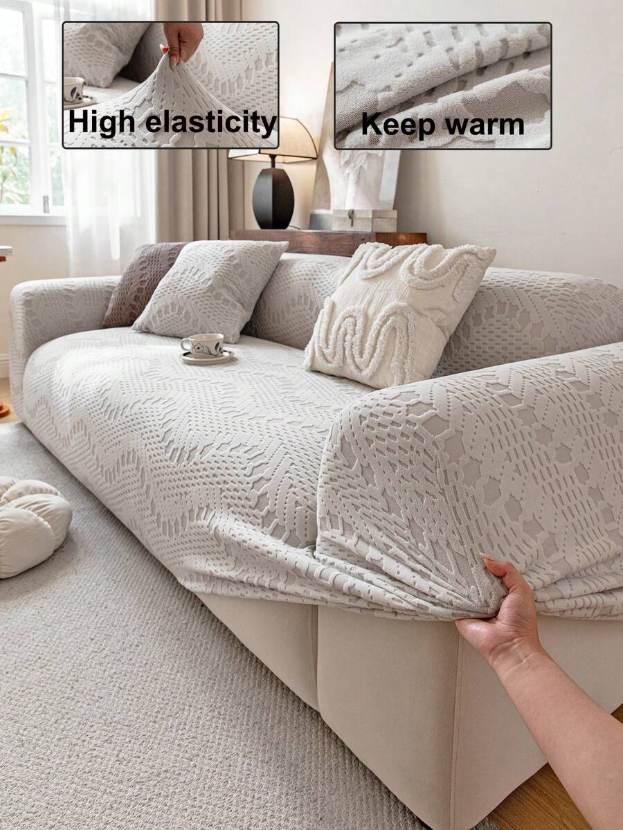 1件 3D雪尼爾沙發套,多功能全覆蓋沙發保護套,節日裝飾彈性一體式沙發套,適用於1/2/3/4人座沙發 - 淺灰色 - 查看 1