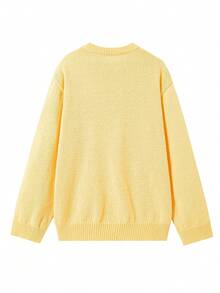 女士休闲纯色圆领长袖针织套头衫，适合万圣节和圣诞节