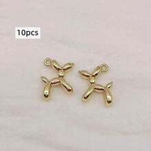 10 Pcs/Lot Gold And Silver 3D Balloon Dog Metal Jewelry Pendant Earrings Bracelet DIY Necklace Jewelry Making Jewelry