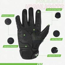 A Pair Of Short Motorcycle Gloves, Racing Gloves, Touchscreen Gloves, Winter Off-Road Protective Racing Gloves, Available In M, L, XL Sizes, Black And White Options, Suitable For All Seasons - Kiểu tóc ngắn màu đen - Xem 4
