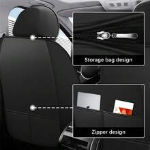 5-Seat Car Seat Covers Full Set, Beige Leatherette With Striped Decor, Universal Fit For Sedan SUV, All-Season Comfort Auto Seat Protectors - Phiên bản tiêu chuẩn màu be - Xem 6