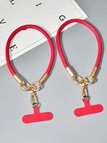 1pc Leather Short Phone Lanyard Wristband, Fashionable High-End Outdoor Wrist Strap, Keychain Sturdy Lanyard Gifts For Mother, Family, Friends, Birthday, Holiday Phone Charm, Phone Chain