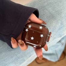 极简透明棕蓝色星形耳机保护套，兼容苹果Pro 3/Pro 2/Pro 4/3/2，时尚女士耳机保护套，极简耳机保护套，苹果耳机保护套，苹果耳机套