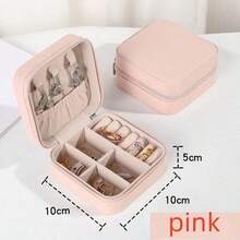 1 pieza Caja de joyería de gran capacidad de 2 capas, caja de almacenamiento de joyas de múltiples compartimentos, caja para anillos, aretes, collares, empaque, caja de joyería, caja de joyería portátil para viajes, regalo para el Día de San Valentín/Navidad, caja de almacenamiento para el baño - Multicolor - Ver 9