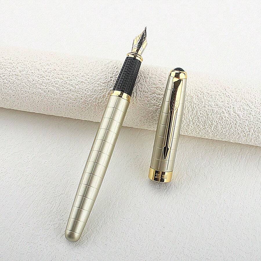 Luxury 103 Metal Grid Feather Arrow Gold Clip Fountain Pen 0 5MM Nib Classic Ink Office Gift Pen - 103 - View 1