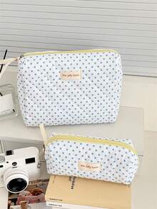 1个韩版蓝点女士化妆包旅行大号多功能化妆刷收纳袋手提化妆包便携式洗漱包旅行小化妆盒配件化妆刷包儿童礼物 - 彩色 - 查看 5