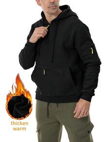 Sudadera deportiva con capucha y cierre para hombre, de manga larga, con capucha y bolsillos - Caqui - Ver 1