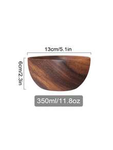 1个相思木沙拉碗，单个手工制作的有机相思木沙拉碗，可用于盛放水果、谷物、沙拉或零食 - 棕色 - 查看 9