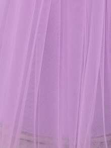 Baby Girls' Pink Long Sleeve Elegant Tulle Princess Dress, Suitable For Parties - Purple - View 8