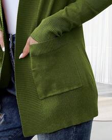 Cardigan Mujer Cárdigan Ligero con Frente Abierto Suéter Chaqueta de Punto para Mujeres Casual Sueter Tejidos Sobrecamisa Elegante Abrigos de Dama - Verde - Ver 4