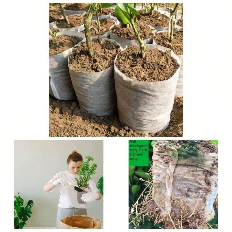 - Bolsas de jardn para plantas de 4. 5.5 pulgadas, 200 unidades, bolsas de cultivo de plantas no tejidas de tela para iniciacin de plntulas para verduras, flores, frutas, rboles de - Blanco + 4.7"x5.5"/200 piezas - Ver 1