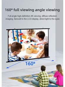 WEIJIEMING 60-120 tums projektionsduk, väggmonterad, vit, skrynkelfri, 160° bred betraktningsvinkel, ingen borrning krävs