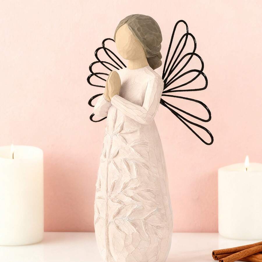 Resin Praying Figurine Decor - Festive Home Accent For Holiday Spaces,Suitable For Living Room Decoration, Christmas Home Decoration, Home Décor - 淺粉色 - 查看 1