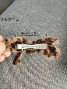 2个/4个秋冬复古优雅豹纹蝴蝶结发夹，适合刘海、侧分刘海、日常佩戴，波西米亚风优雅发饰 - 彩色 - 查看 3