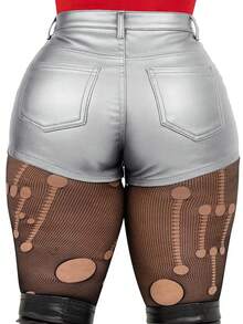 Women's Fashionable Solid Color Fitted Shorts - Matte White - View 4