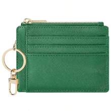 Sodsay Card Case Slim Front Pocket Wallet For Women Credit Card Holder With Keychain - Ch Green - Xem 1