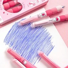 2支装 - 可爱卡通可擦细尖笔 - 符合人体工学的柔软握柄设计，0.5毫米可调节笔尖，黑色笔芯，返校必备，书写笔，学校文具，考试准备，细尖笔，中尖笔，塑料材质，优质墨水，可擦笔，多支装，专业级 - 彩色 - 查看 8