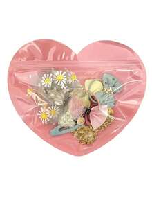 10pcs Red Heart Shaped Reusable Sealed Bags, Cute Mini Packaging Bags For Jewelry, Transparent Reusable Sealed Bags For Snacks, Business, Wedding, Birthday, Holiday Party Gifts - Pink - View 7