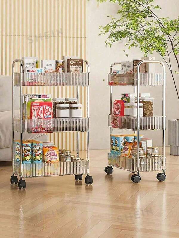 1 Piece. Multi-Tier (2/3/4 Tier) Transparent Multi-Functional Trolley, Storage Rack, High Load-Bearing Capacity, Swivel Wheels, Can Be Fixed, Convenient And Flexible, Acrylic Material, Floor-Standing Mobile Snack Storage Trolley, Suitable For Kitchens, Bathrooms, Living Rooms, And Bedrooms. Ideal For Cosmetics, Books, And Household Items.