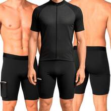 Kit Of 3 Men's Thermal Base Layer Shorts For Running/Cycling With Deep Pocket, Basic Plain Black Color - Black - View 7