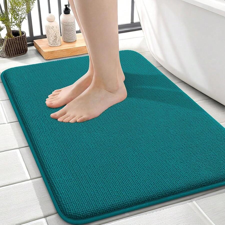Thick Memory Foam Bath Mat Rug 24x16, Extra Soft Absorbent Bathroom Rug, Quick Dry Bath Mats, Non-Slip, Machine Washable Carpet For Bathroom, Tub And Shower, Home Decor Accessories, Deep Lake,24inchx16inch,DeepLake - 深湖 - 查看 1